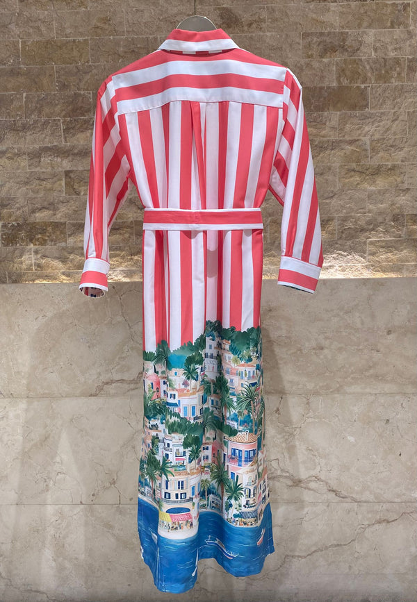 33554  Stripe Printed Long Dress فستان طويل مخطط