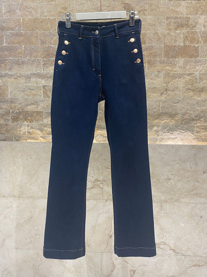 33608 High-Rise Denim Jeans Sailor Pants - Brown Loft