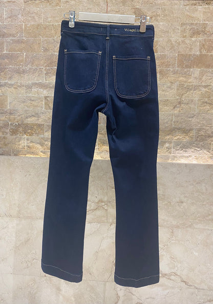 33608 High-Rise Denim Jeans Sailor Pants - Brown Loft