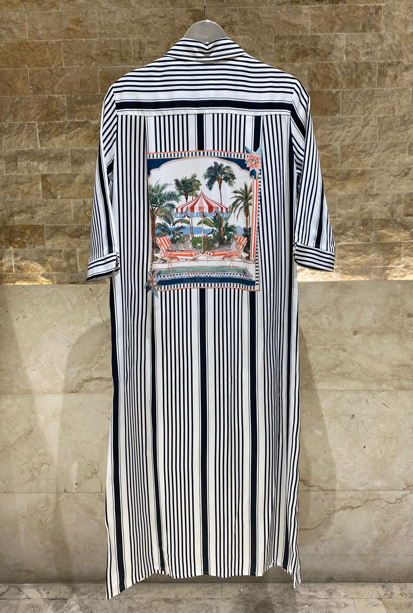 33649 Striped Midi Shirt Dress فستان قميص مخطط متوسط الطول - Brown Loft
