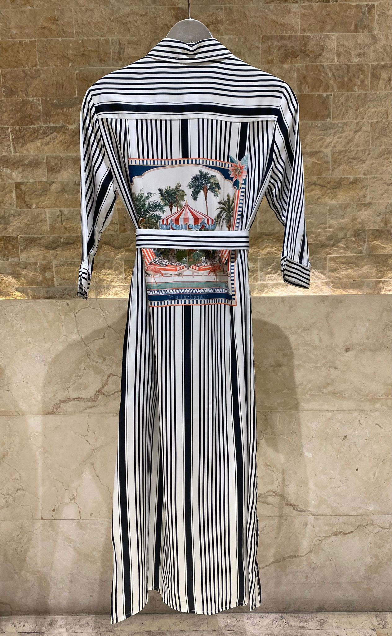 33649 Striped Midi Shirt Dress فستان قميص مخطط متوسط الطول - Brown Loft