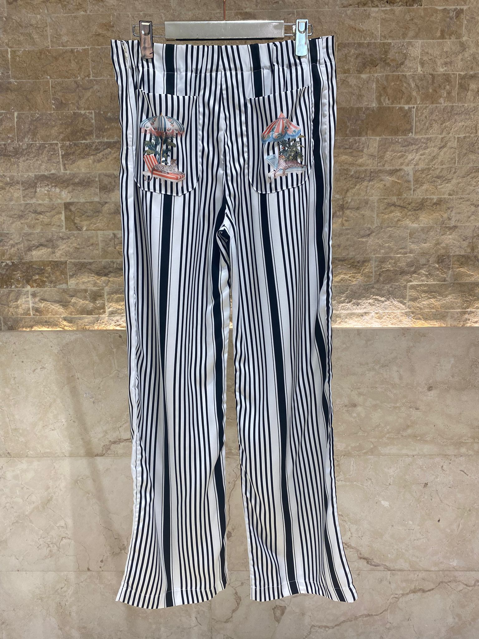 33650 Vertical Striped Pants - Brown Loft