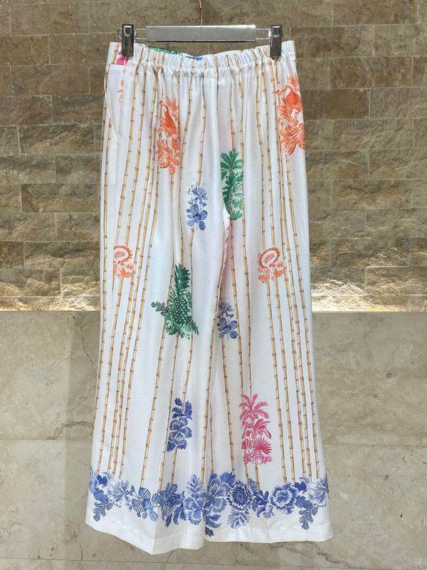 33652  Wide Leg Tropical Prints Pant بنطال واسع الساقين بنقوش استوائية