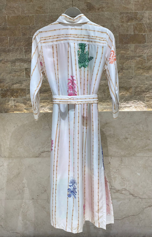 33656 Patchwork Print Long Dress فستان طويل مطبوع بنقشة مرقعة