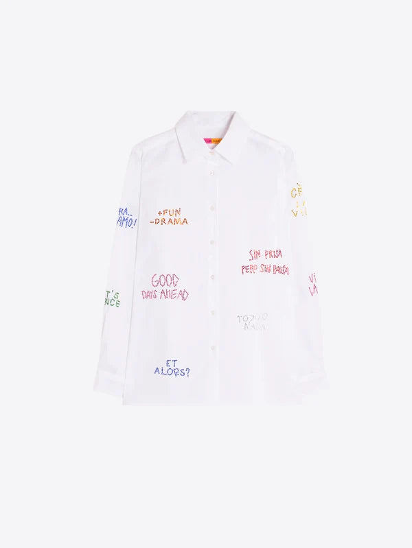 33733 White Herringbone Shirt with Rhinestones