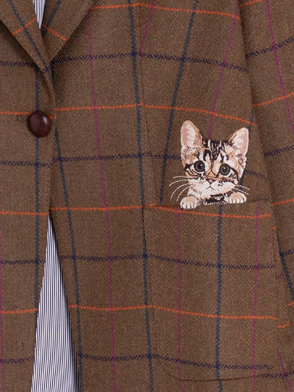Embroidered Plaid Camel Jacket 33737
