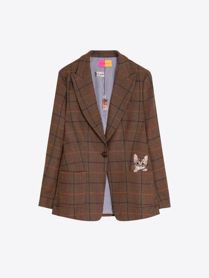 Embroidered Plaid Camel Jacket 33737