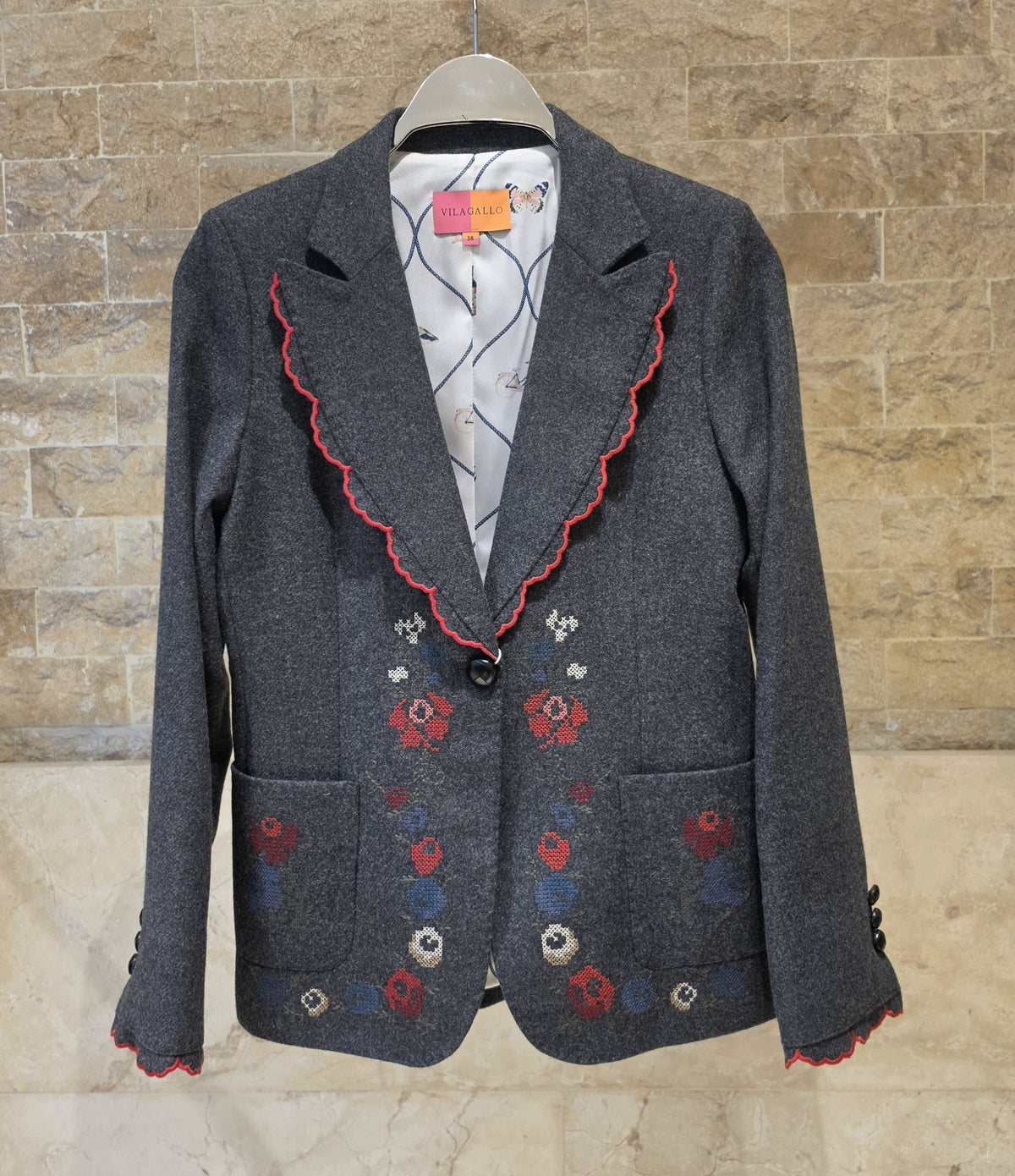 33741 Gray Tweed Hearts Jacket