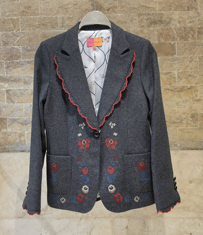 33741 Gray Tweed Hearts Jacket