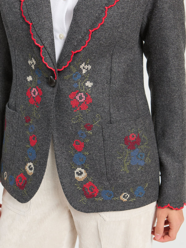 33741 Gray Tweed Hearts Jacket