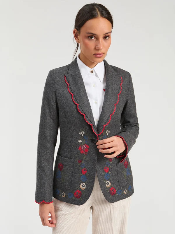 33741 Gray Tweed Hearts Jacket