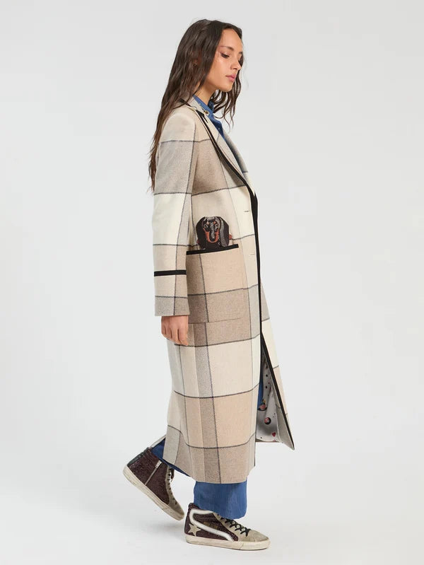 33751 Ecru Plaid Coat