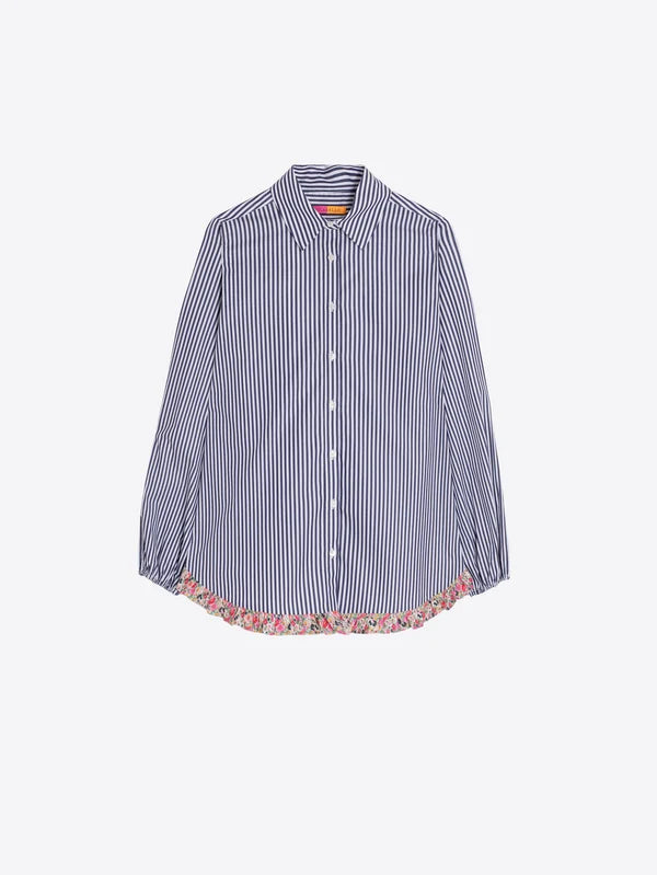 triped Shirt with Frill &amp; Mini Flower Hem 33801