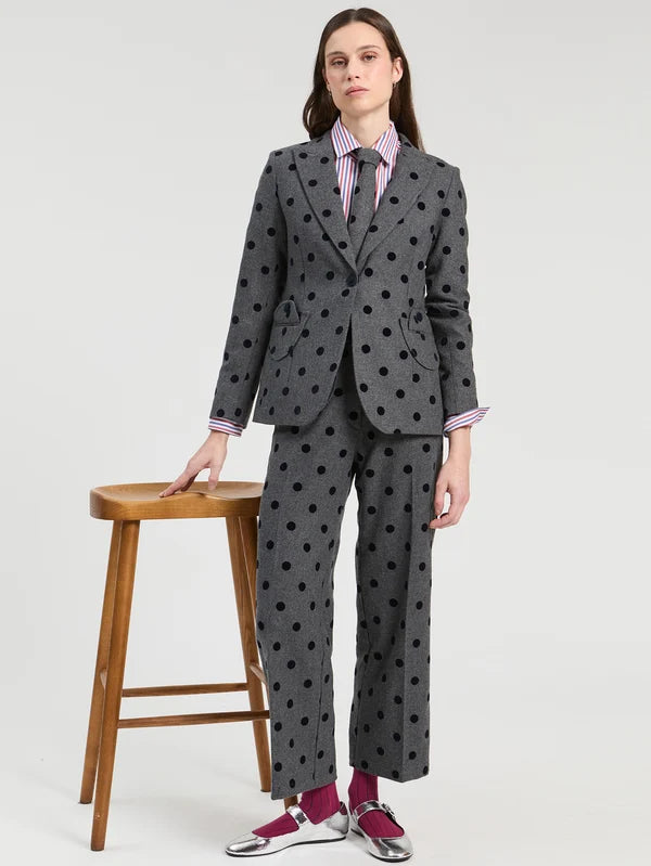 Grey Flocked Polka Dot Jacket 33811