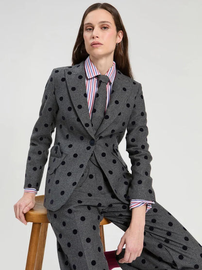 Grey Flocked Polka Dot Jacket 33811