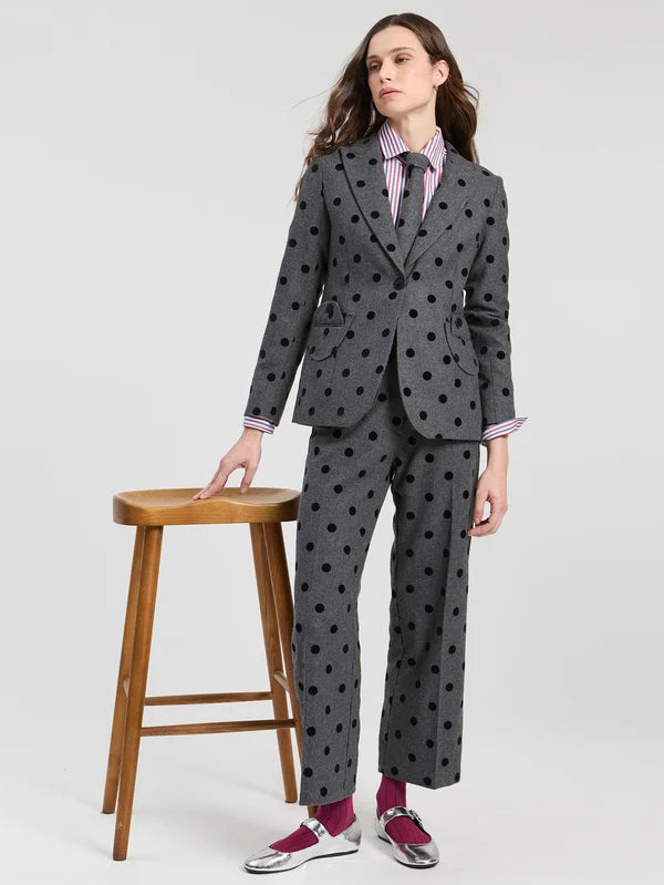 Polka Dot Suit Trousers With Pocket Details 33812