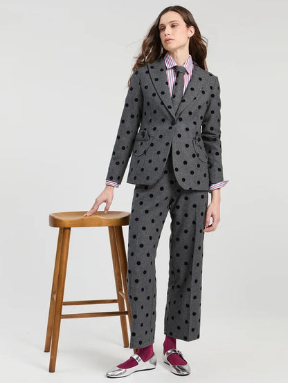 Polka Dot Suit Trousers With Pocket Details 33812