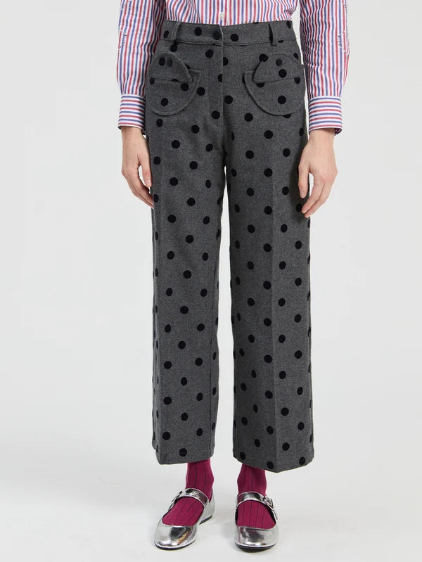 Polka Dot Suit Trousers With Pocket Details 33812