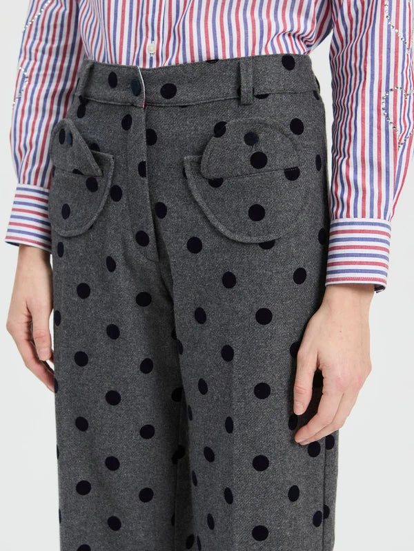 Polka Dot Suit Trousers With Pocket Details 33812