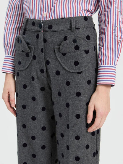 Polka Dot Suit Trousers With Pocket Details 33812