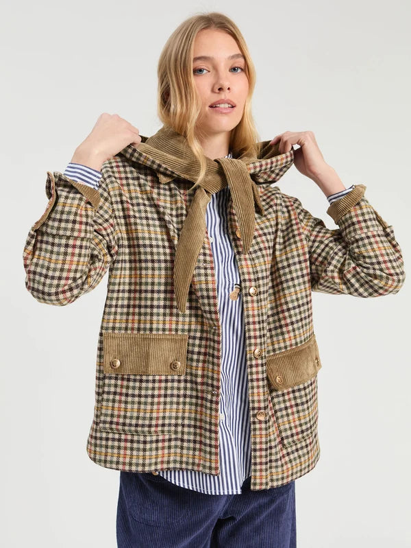 33817 Houndstooth Jacket Removable Hood
