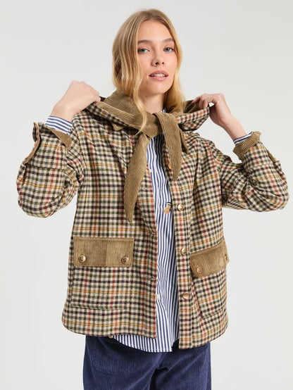 33817 Houndstooth Jacket Removable Hood