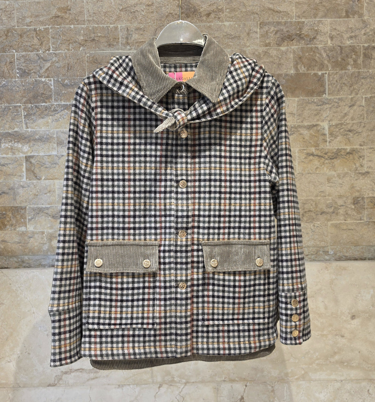 33817 Houndstooth Jacket Removable Hood