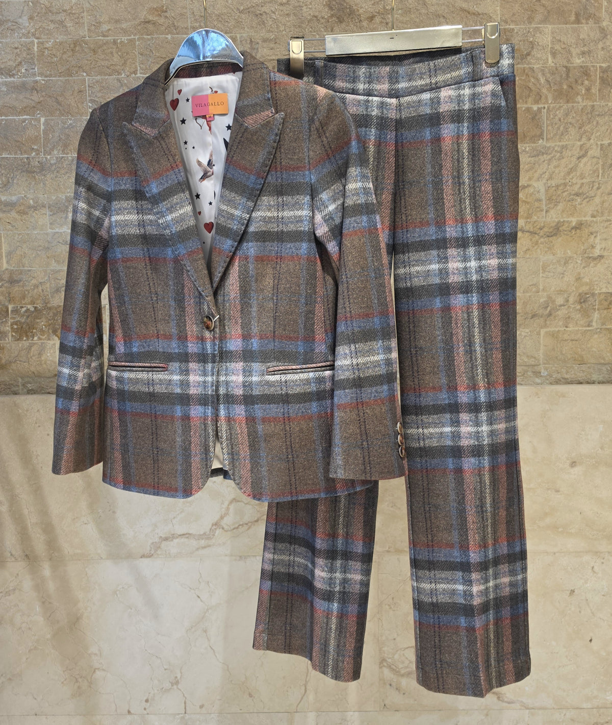 Brown Checked Jacket and Tartan Plaid Trouser Set 33873/33874