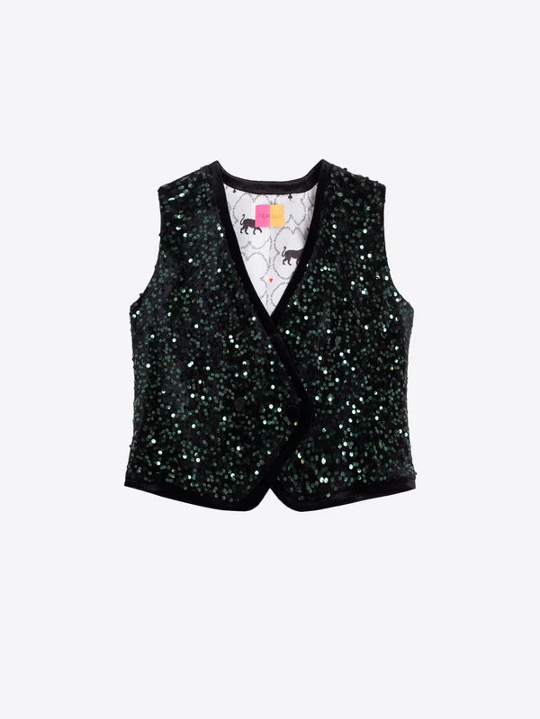 Sequined Green Vest 33895