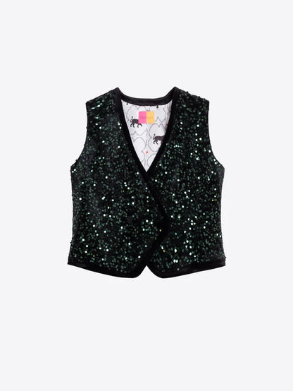 Sequined Green Vest 33895