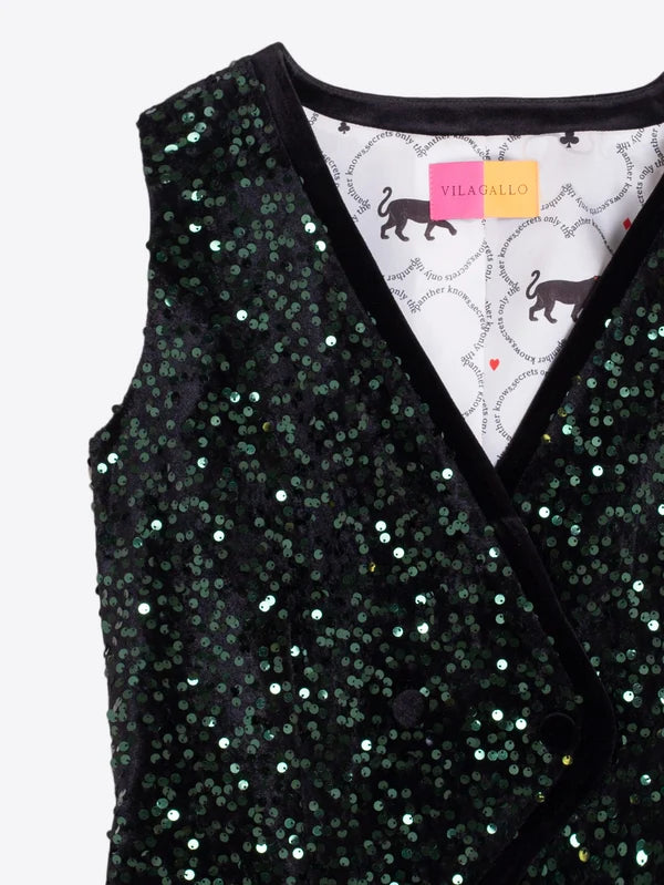Sequined Green Vest 33895
