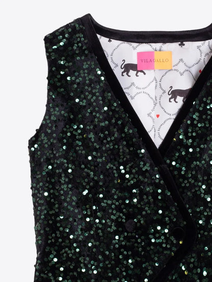 Sequined Green Vest 33895