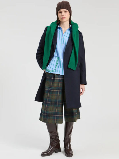 33902 Green Striped Shirt With Ruffle Pockets