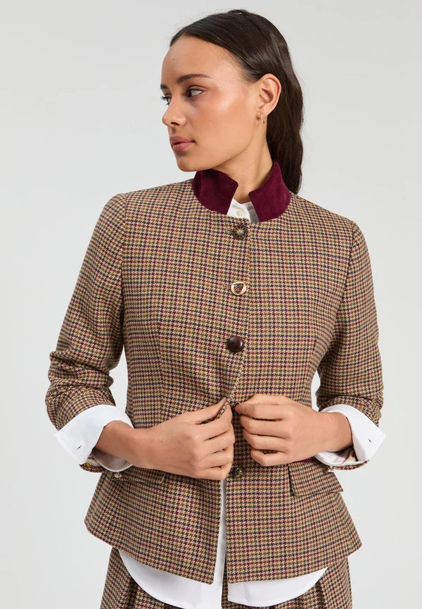 Burgundy Houndstooth Jacket 33903