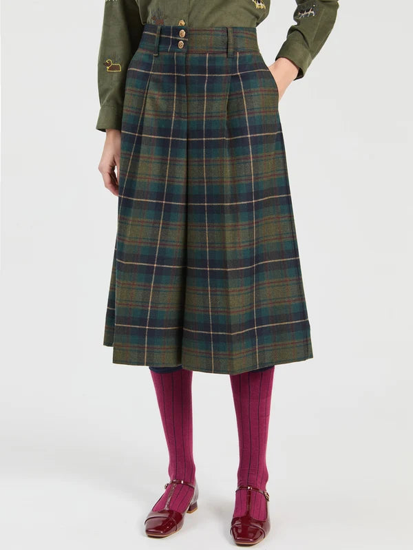 Green Burgundy Plaid Wool Shorts 33945