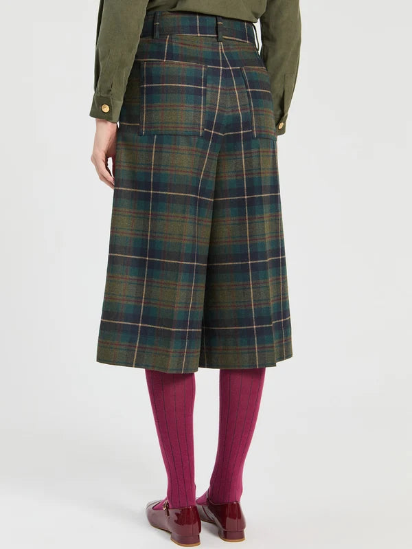 Green Burgundy Plaid Wool Shorts 33945