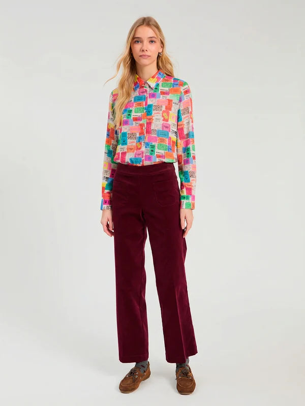 33982 Multicolor Ticket Print Shirt