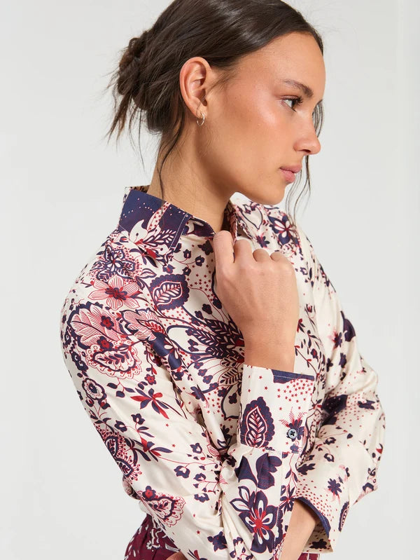 Star Flower Print Shirt – Ecru 33993