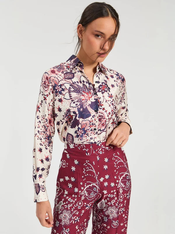 Star Flower Print Shirt – Ecru 33993