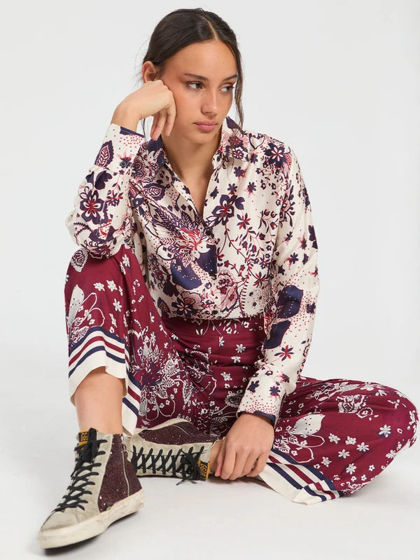 Burgundy Star Flower Trousers 33994