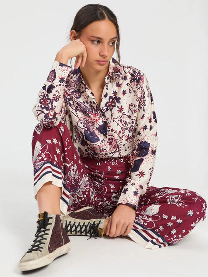 Burgundy Star Flower Trousers 33994