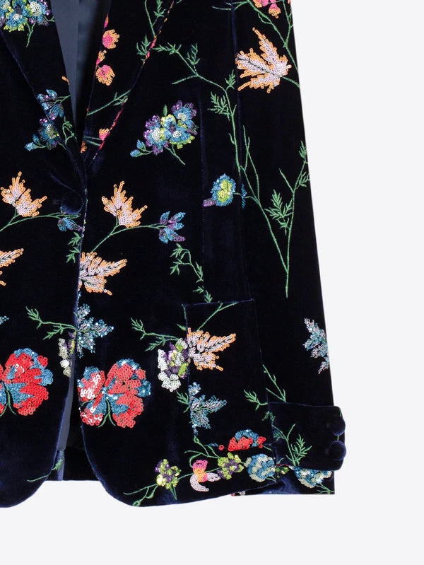 Sequined Floral Navy Jacket 34015