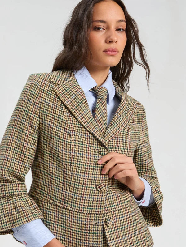 34041 Houndstooth Jacket Ruffle Sleeve