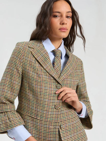 34041 Houndstooth Jacket Ruffle Sleeve