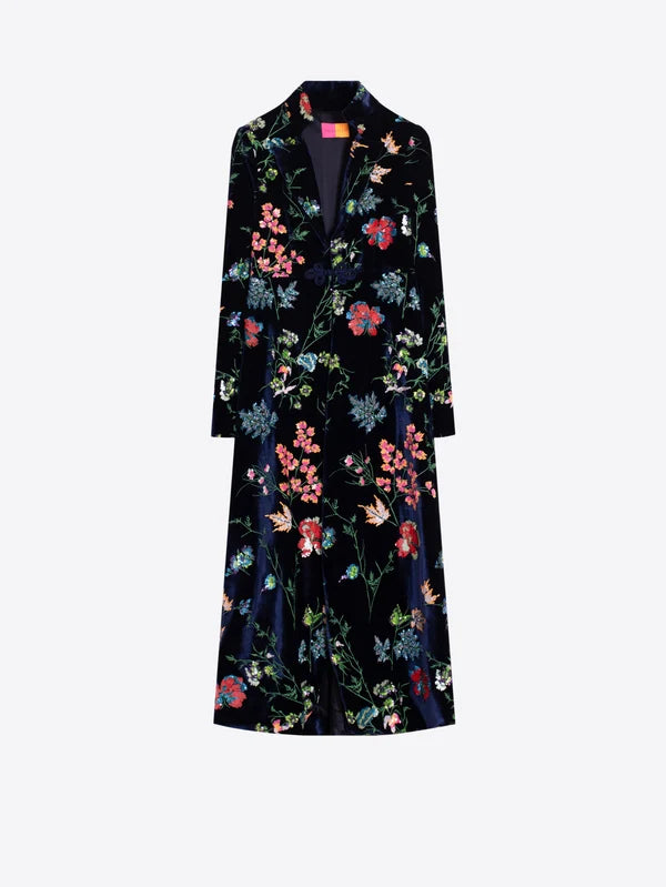 Navy Floral Sequin Coat 34043