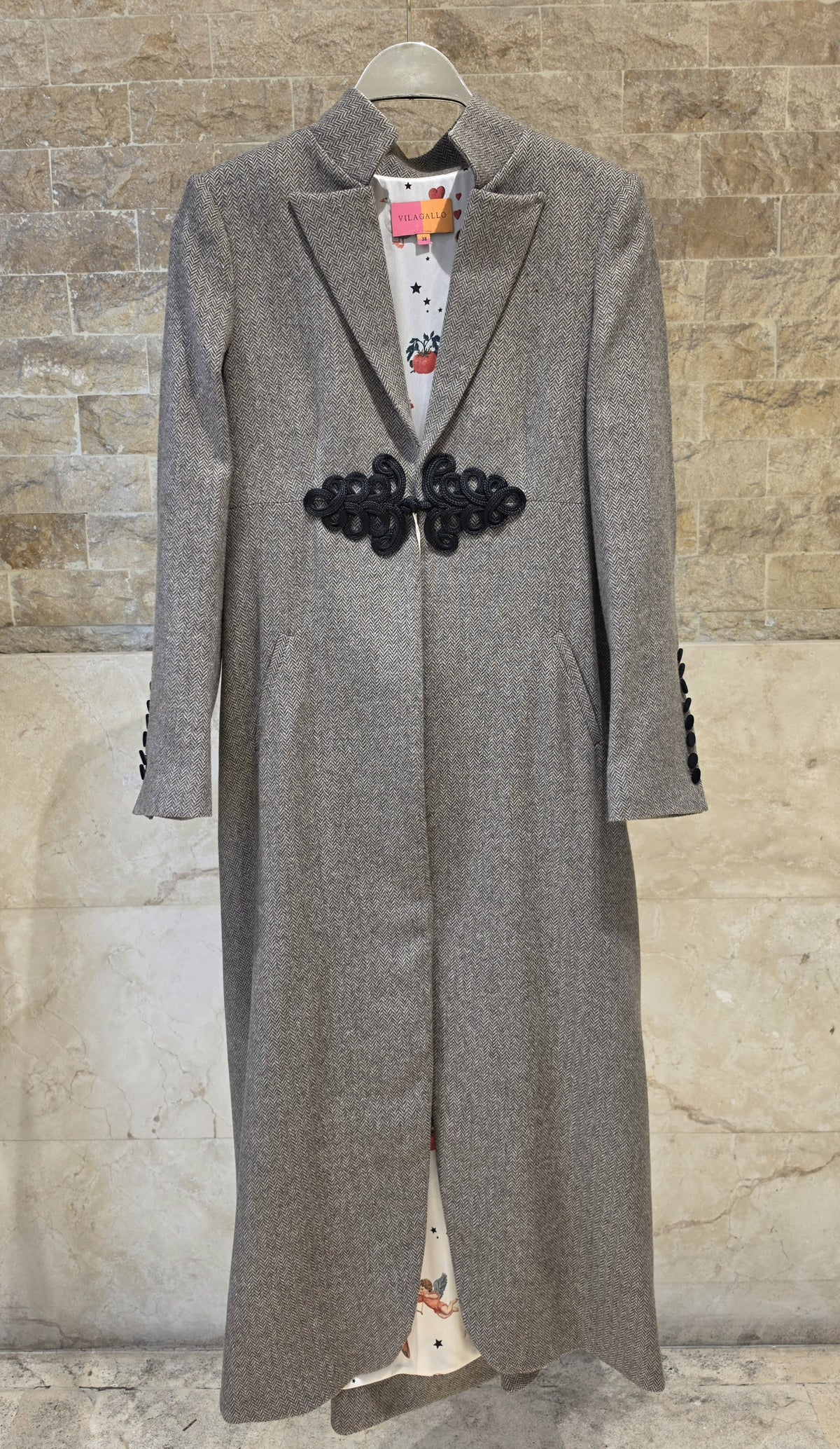 34084 Herringbone Wool Coat Brown Alamar