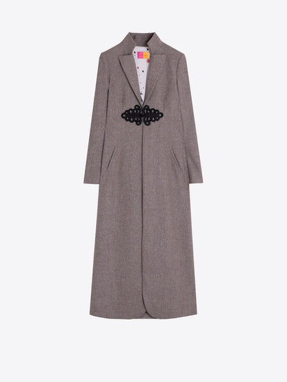 34084 Herringbone Wool Coat Brown Alamar