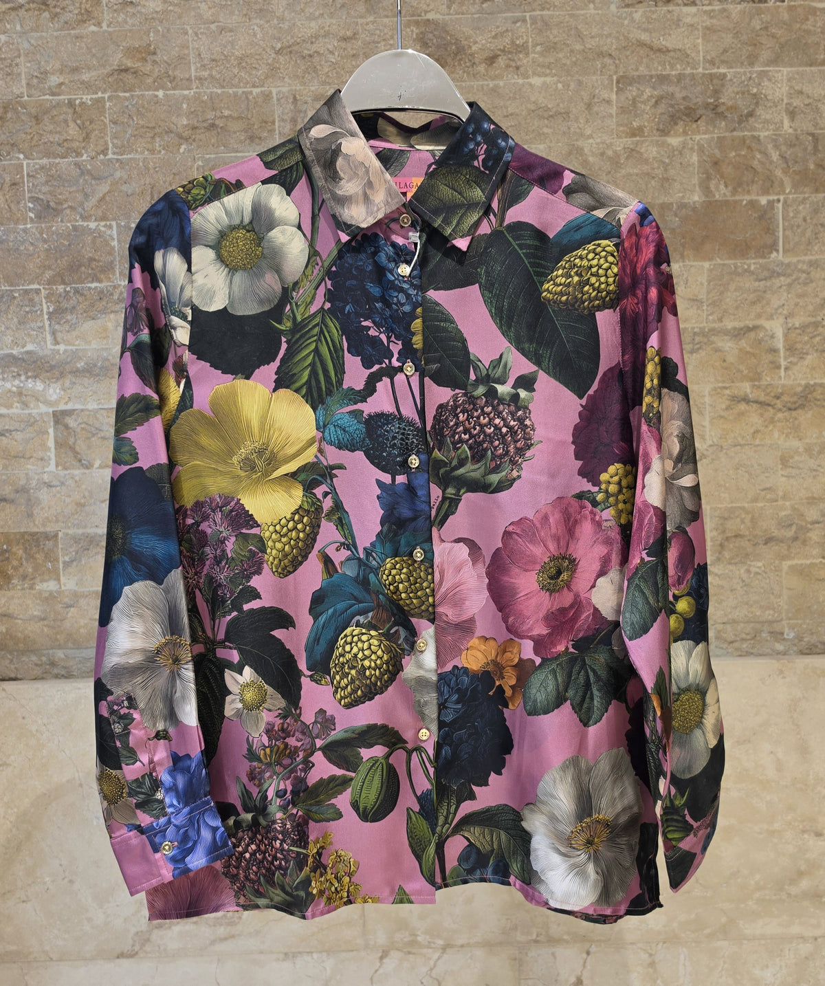 34098 Pink Floral Silk Shirt