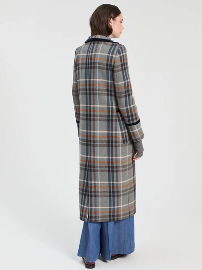 34101 Long Plaid Wool Coat