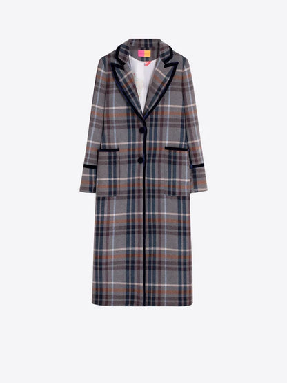 34101 Long Plaid Wool Coat